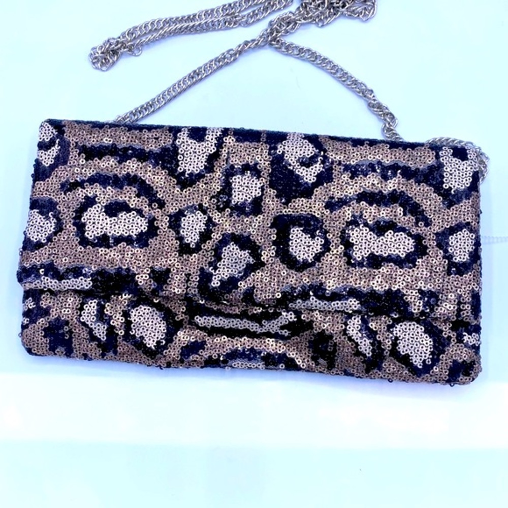 Steven Madden Sparkle/Sequins Cheetah Print Crossbody Purse NWT